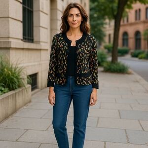 R & K TOP Black Patterned Cardigan